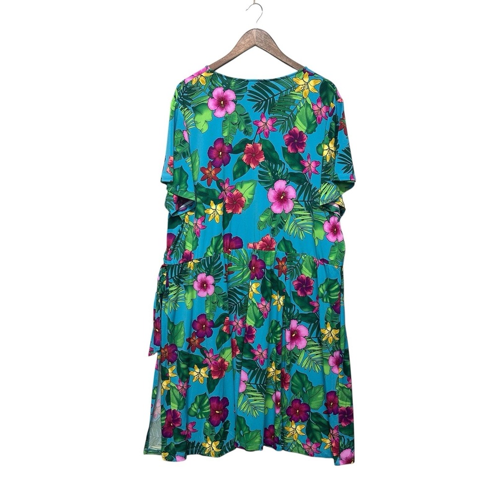 Susan Graver Womens Plus Size 3X Faux Wrap V Neck Mini Dress Liquid Knit Stretch - Picture 3 of 15